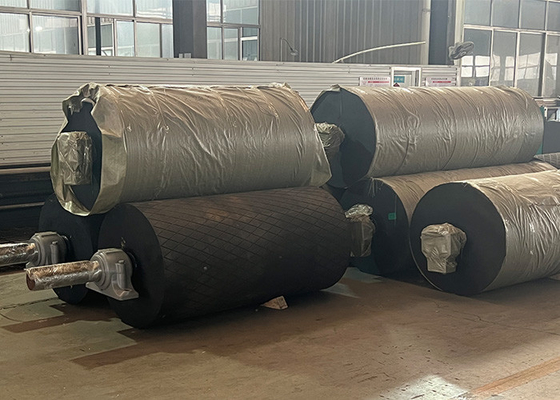 Good price Patterned Rubber Lining Tapered Conveyor Roller 1000mm Diameter Alloy Shaft online