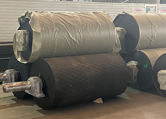 Good price ISO Conveyor Carrier Roller Belt Head Pulley In Conveyor 20mm Rubber Lining online